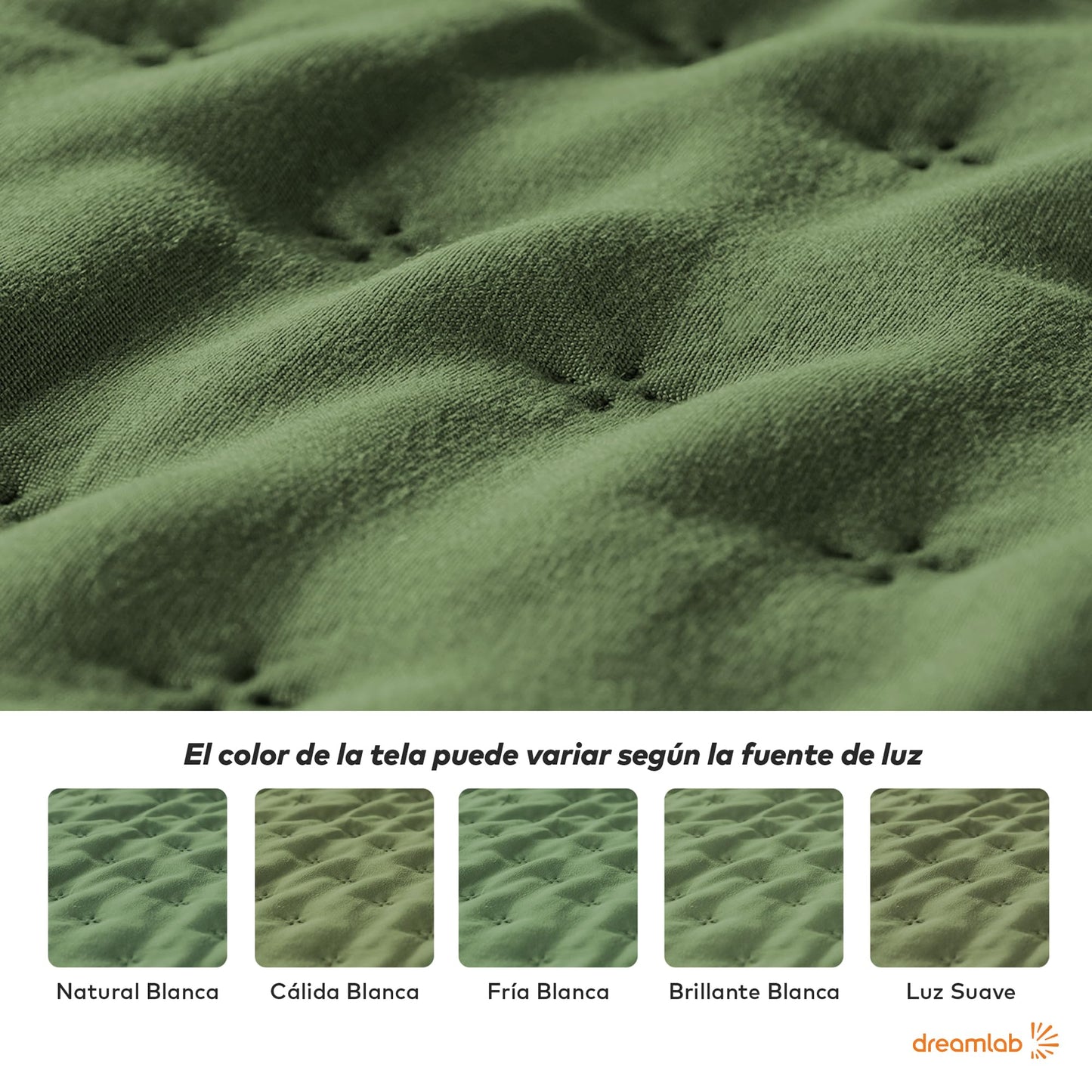 Dreamlab Colcha Ligera con 1 Funda de Almohada, Capitonado, Ultra Suave.Hipoalergénico. Edrecolcha para Cama. Edredón para Verano y Todas Las Estaciones. (Individual 175x240 cm,Trébol,Verde Seco)