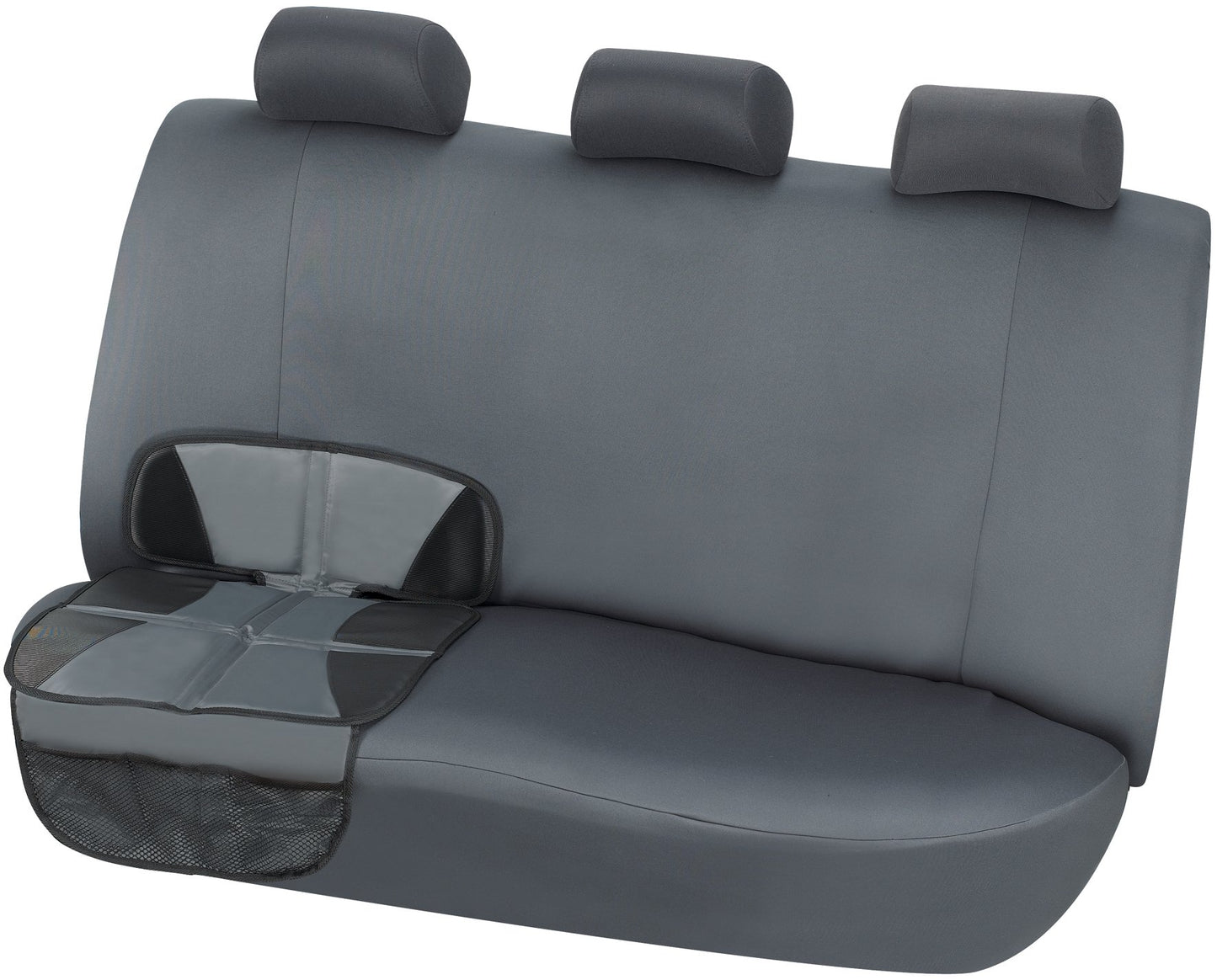 Kaiphy Protector de Asiento de Coche - Tapete Protector - Acolchado Grueso - Tela Resistente E Impermeable, Esquinas Reforzadas con Cuero Y 3 Bolsillos para Un Almacenamiento Práctico Gris