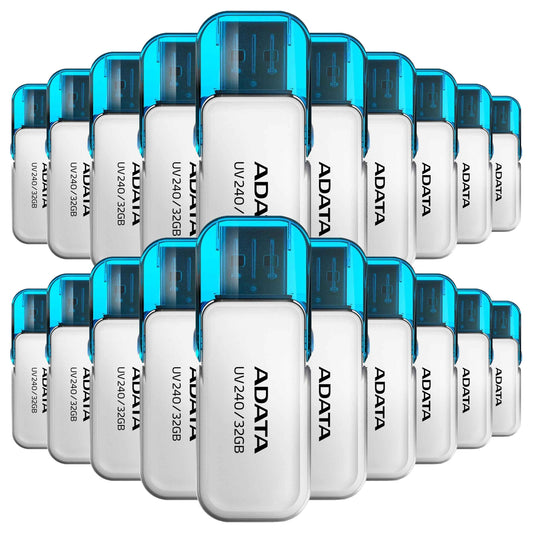 Kit de 20 Unidades Memoria USB 32 GB ADATA Blanco con Capucha Abatible USB 2.0 Tipo A