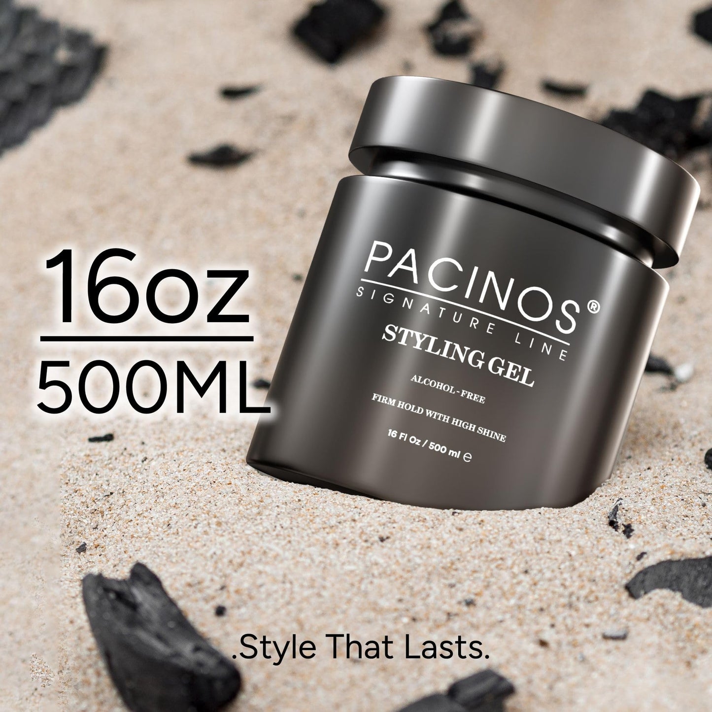 Pacinos Hair Gel for Men - Firm Hold with Flexible Styling - High Shine Wet Look Finish - Easy to Rinse Water Based Formula - No Flakes - Suits All Hair Types - Style Stays in Place All Day - 16 oz
