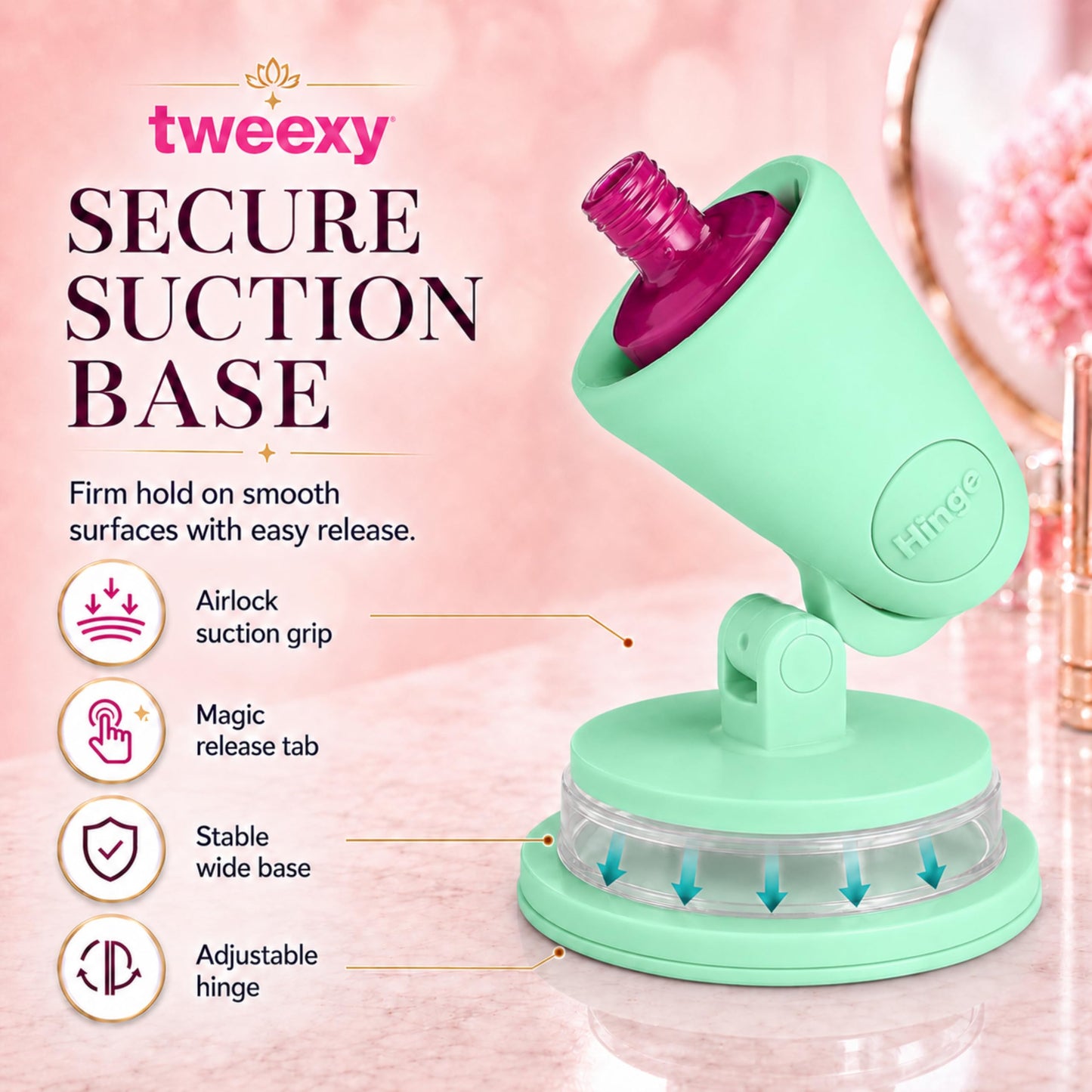 tweexy - Soporte para botella de esmalte de uñas sin inclinar, soporte para esmalte de uñas antiderrames, inclinado, succión de bloqueo de aire IntelliStick | pintura de uñas, herramientas de arte de