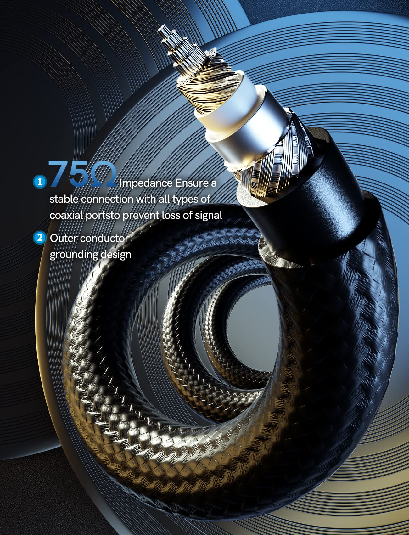 VIOY - Cable de audio digital coaxial (15 pies), cable de subwoofer RCA macho a macho HiFi 5.1 SPDIF estéreo coaxial para cine en casa, HDTV, amplificador, altavoz y barra de sonido