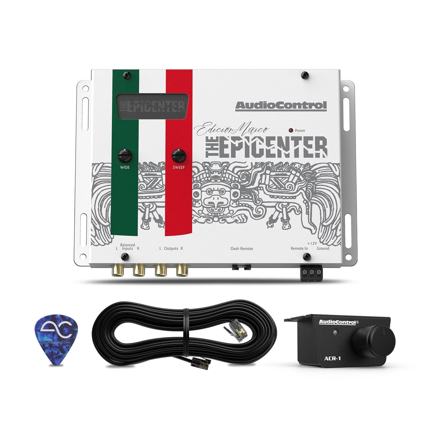 AudioControl The EPICENTER México Edition Procesador de restauración de graves digital, potenciador de graves de audio para automóvil con soporte de salpicadero con mando a distancia con cable