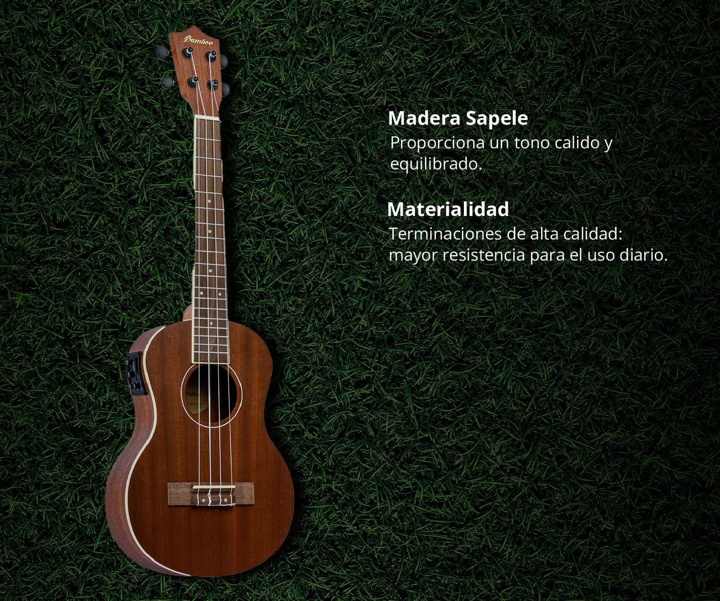 BAMBOO, Ukulele Tenor Sapele Electroacústico con Funda