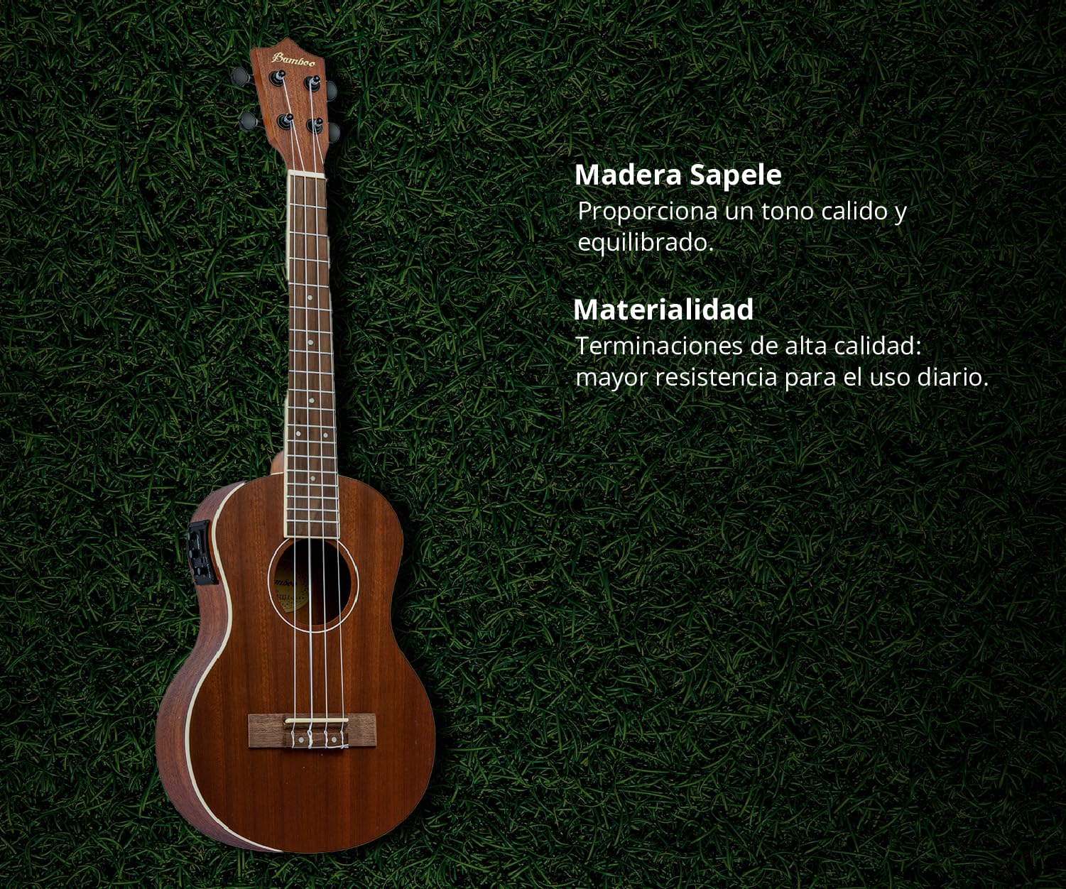 BAMBOO, Ukulele Tenor Sapele Electroacústico con Funda