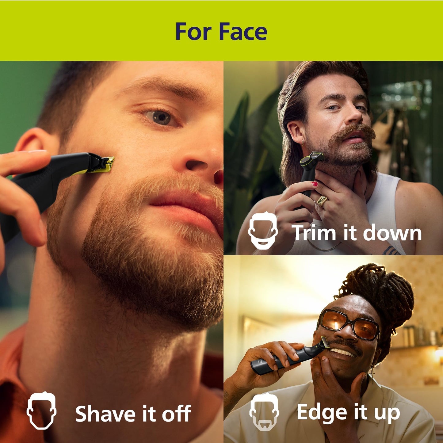 Philips Norelco OneBlade 360 Pro Face + Body - Cortadora de barba eléctrica híbrida, afeitadora y peluquero con tecnología de hoja 360, modelo QP6552/90