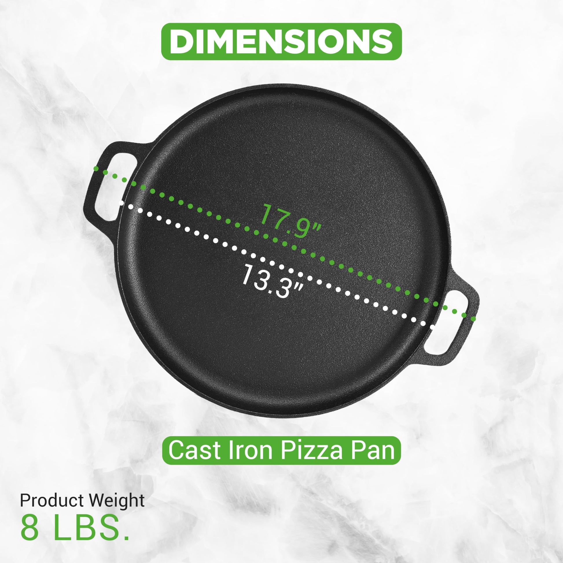 Molde Plano para Pizza NutriChef Hierro Fundido 13 Pulgadas con Asas Integradas Versátil