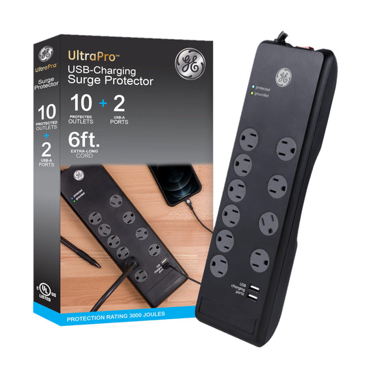General Electric 14096 Protector with 2 USB Ports, 10-Outlet Surge