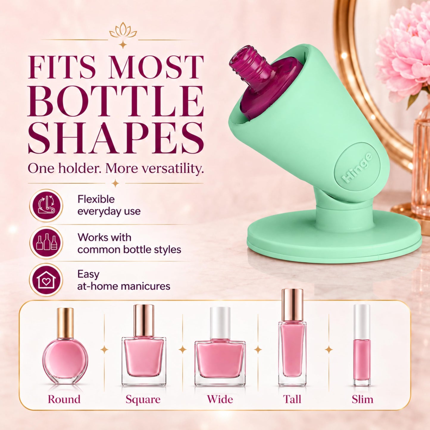 tweexy - Soporte para botella de esmalte de uñas sin inclinar, soporte para esmalte de uñas antiderrames, inclinado, succión de bloqueo de aire IntelliStick | pintura de uñas, herramientas de arte de