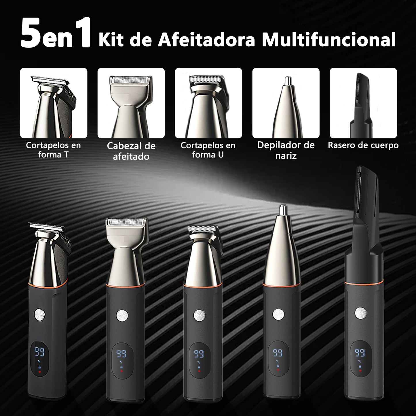 ZVXCABV 16 en 1 Kit de Rasurado para Hombre,Afeitadora Electrica,Barbero Eléctrico con Cabezal de Succión Magnético,Carga Rápida USB y Base,Máquina para Cortar Cabello de Barba/Nariz/Pelo/Cara/Cuerpo
