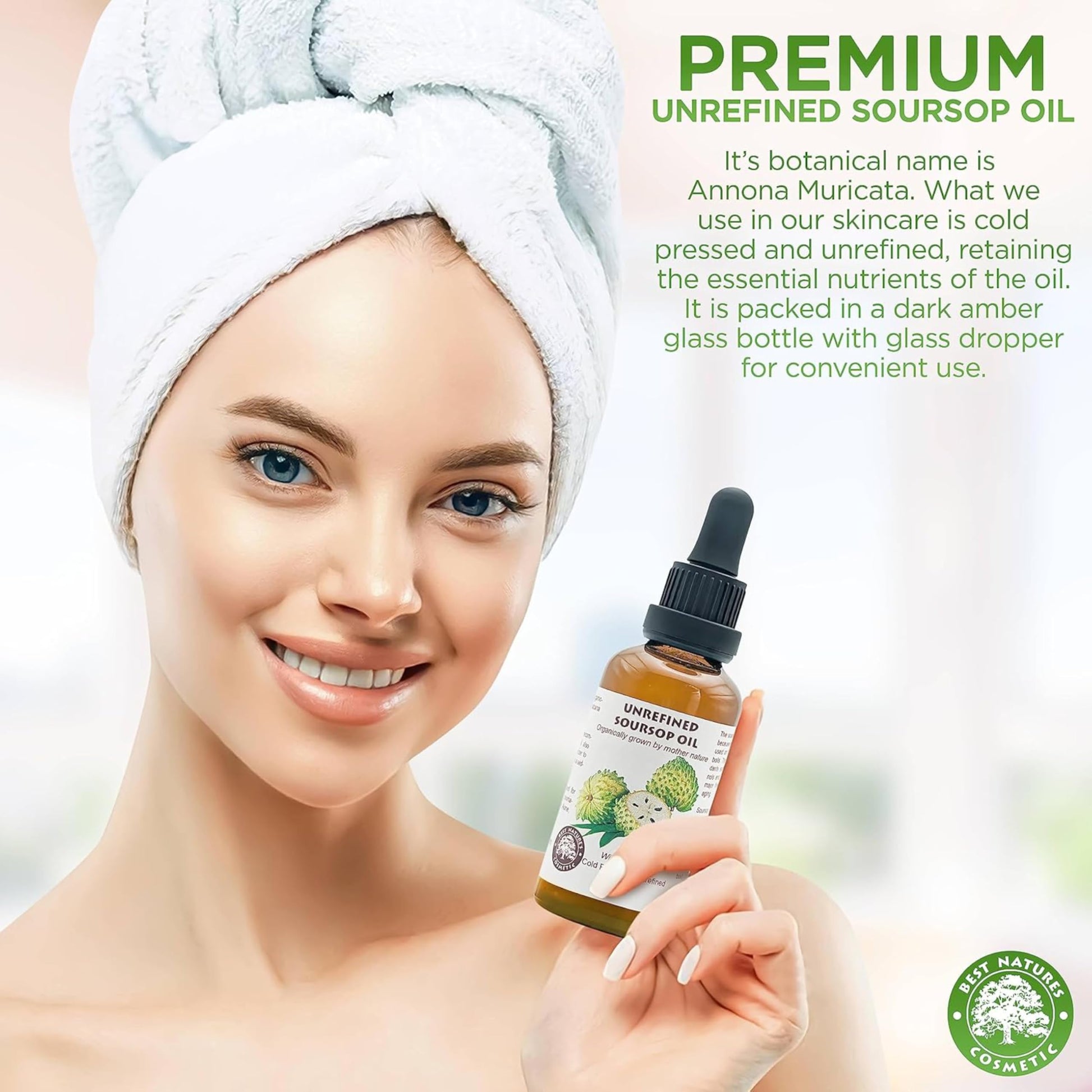 Best Nature's Cosmetics Aceite de Guanábana 60 ml Prensado en Frío - Hidratación - Nutrición - Revitalizante - Hecho en USA