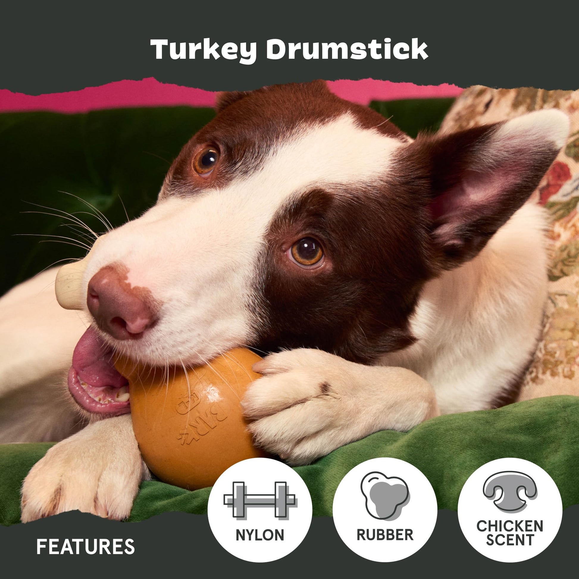 BarkBox Juguetes y masticables perfumados para perros con temática de alimentos, goma resistente y nailon súper masticador dispensador de golosinas, bolas y juguetes de dentición para perros y cachorros pequeños, medianos y grandes, baquetas para el día d