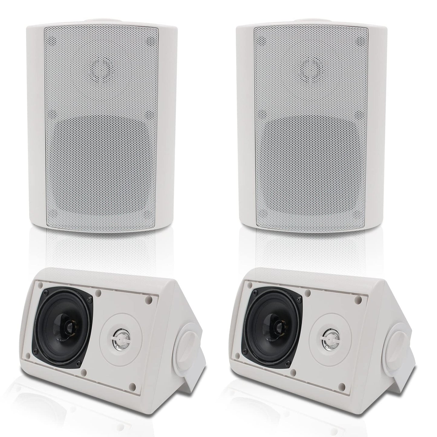 Herdio - Altavoces pasivos para exteriores con cable, impermeables, 4 pulgadas, 2 vías, 400 W, montados en la pared con altavoz de agudos de cúpula, durabilidad para todo tipo de clima, para patio,