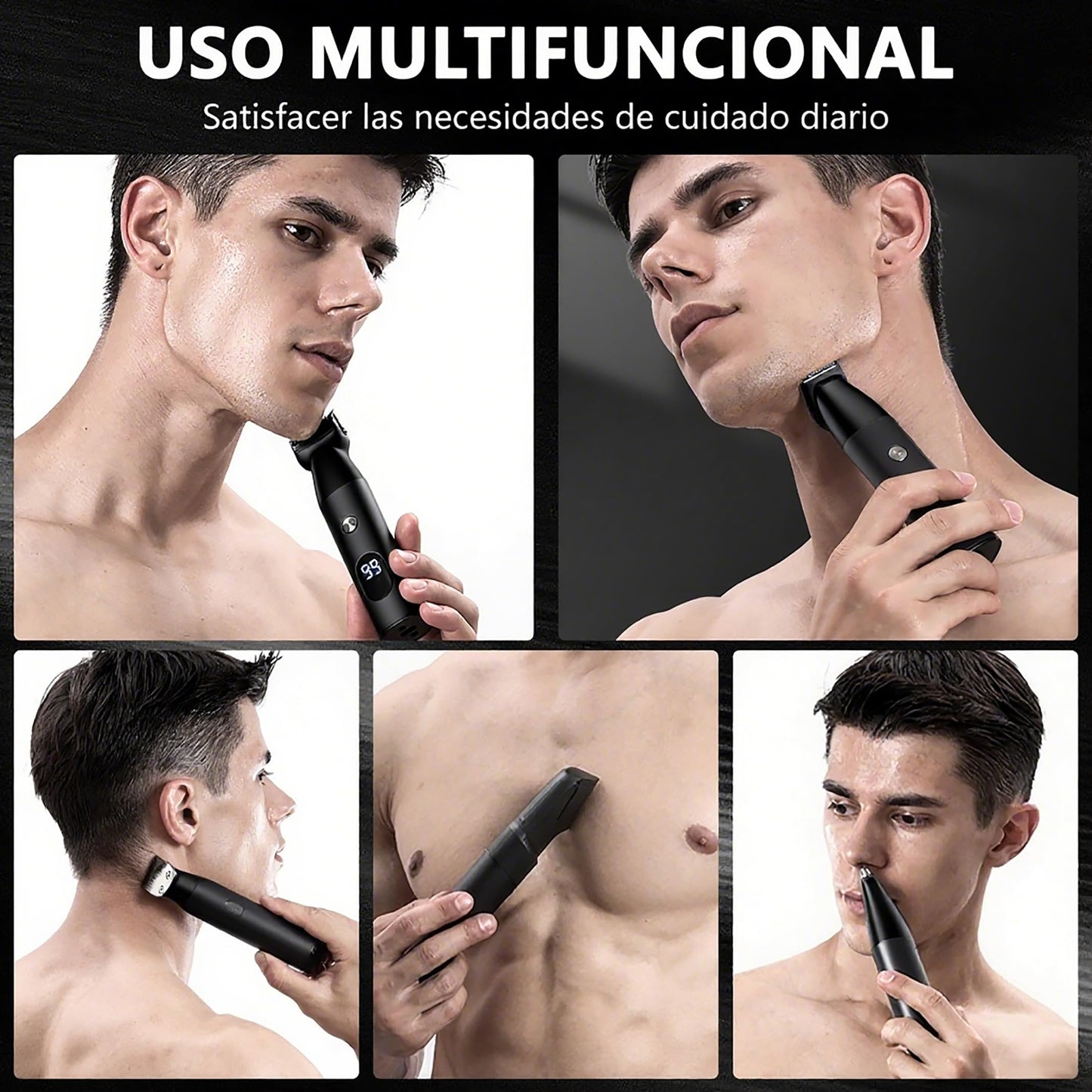 ZVXCABV 16 en 1 Kit de Rasurado para Hombre,Afeitadora Electrica,Barbero Eléctrico con Cabezal de Succión Magnético,Carga Rápida USB y Base,Máquina para Cortar Cabello de Barba/Nariz/Pelo/Cara/Cuerpo