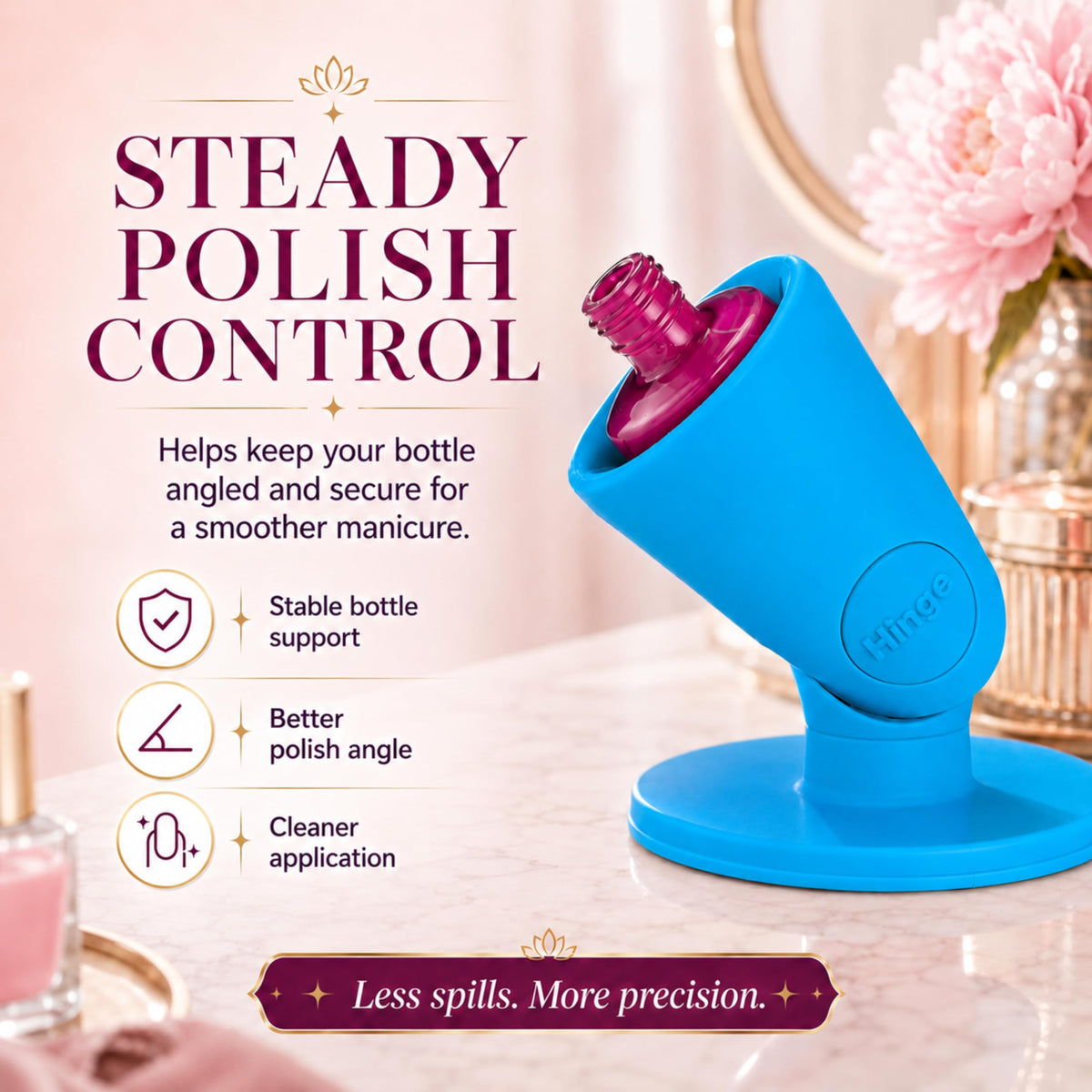 tweexy - Soporte para botella de esmalte de uñas sin inclinar, soporte para esmalte de uñas antiderrames, inclinado, succión de bloqueo de aire IntelliStick | pintura de uñas, herramientas de arte de