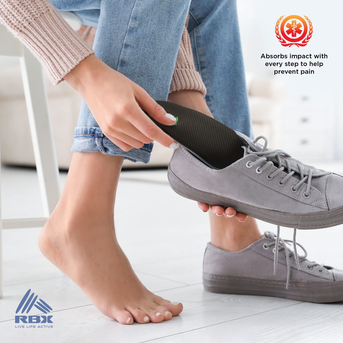 RBX Plantillas ortopédicas para fascitis plantar, tamaño 3/4 para mujer (lima)