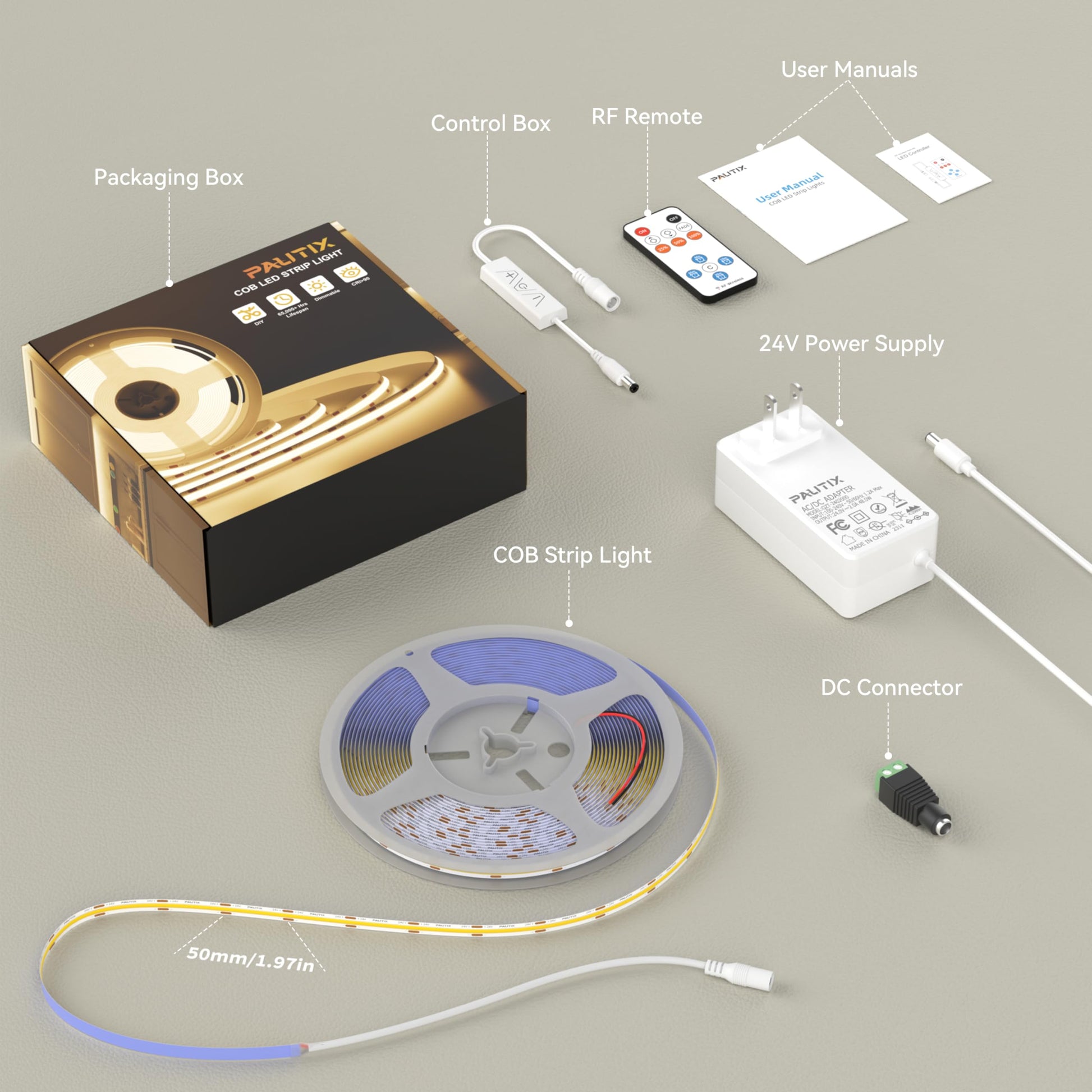 Tira de Luz LED Pautix Blanco Cálido Súper Brillante Regulable con Control Remoto para Bricolaje en Casa y Oficina