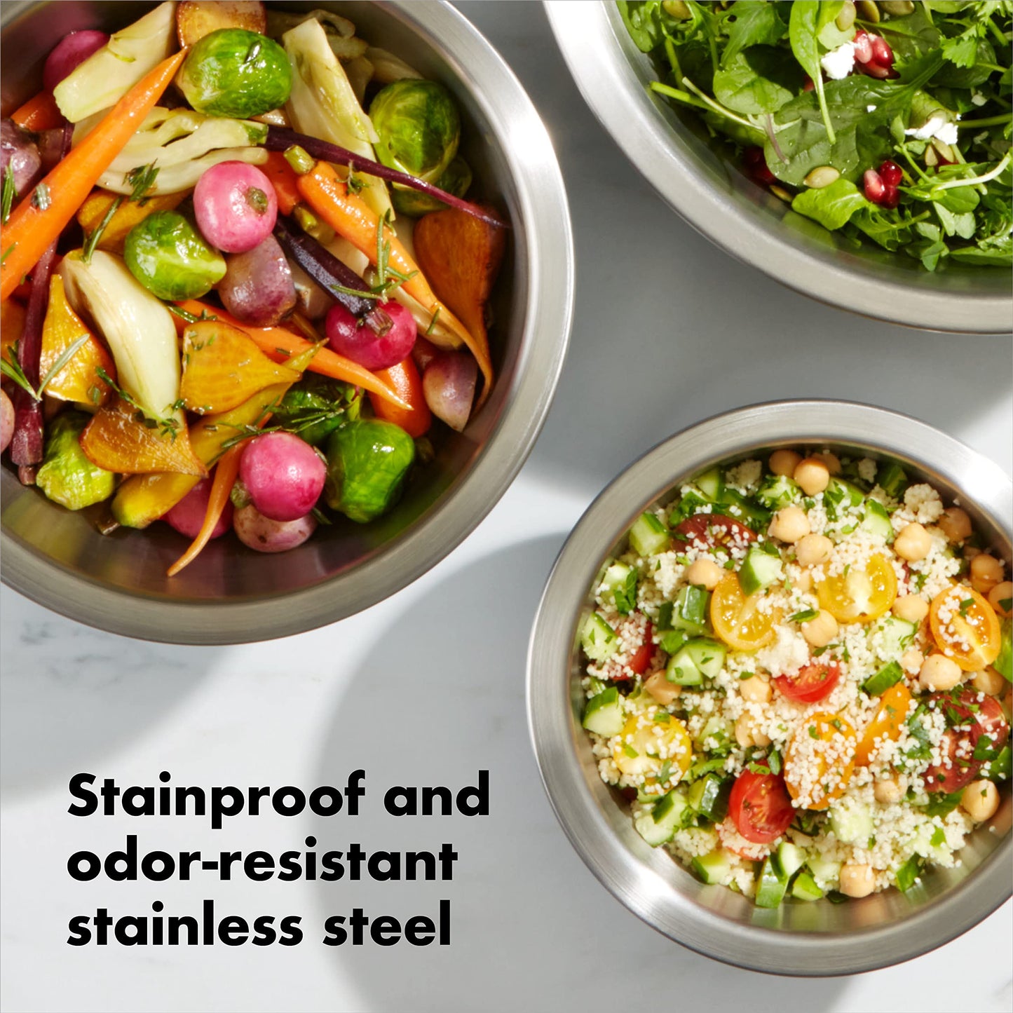 Tazones para Mezclar OXO Good Grips Blanco Set de 3 Acero Inoxidable