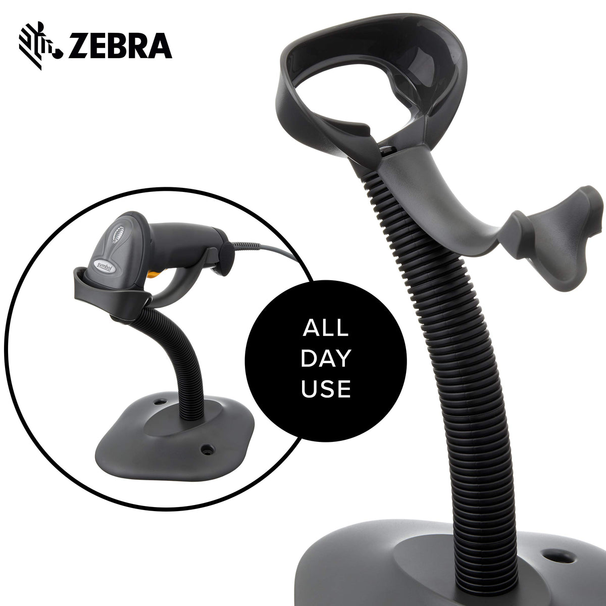 Soporte Gooseneck Intellistand Zebra Enterprise Negro para Escáner de Códigos de Barras LS2208