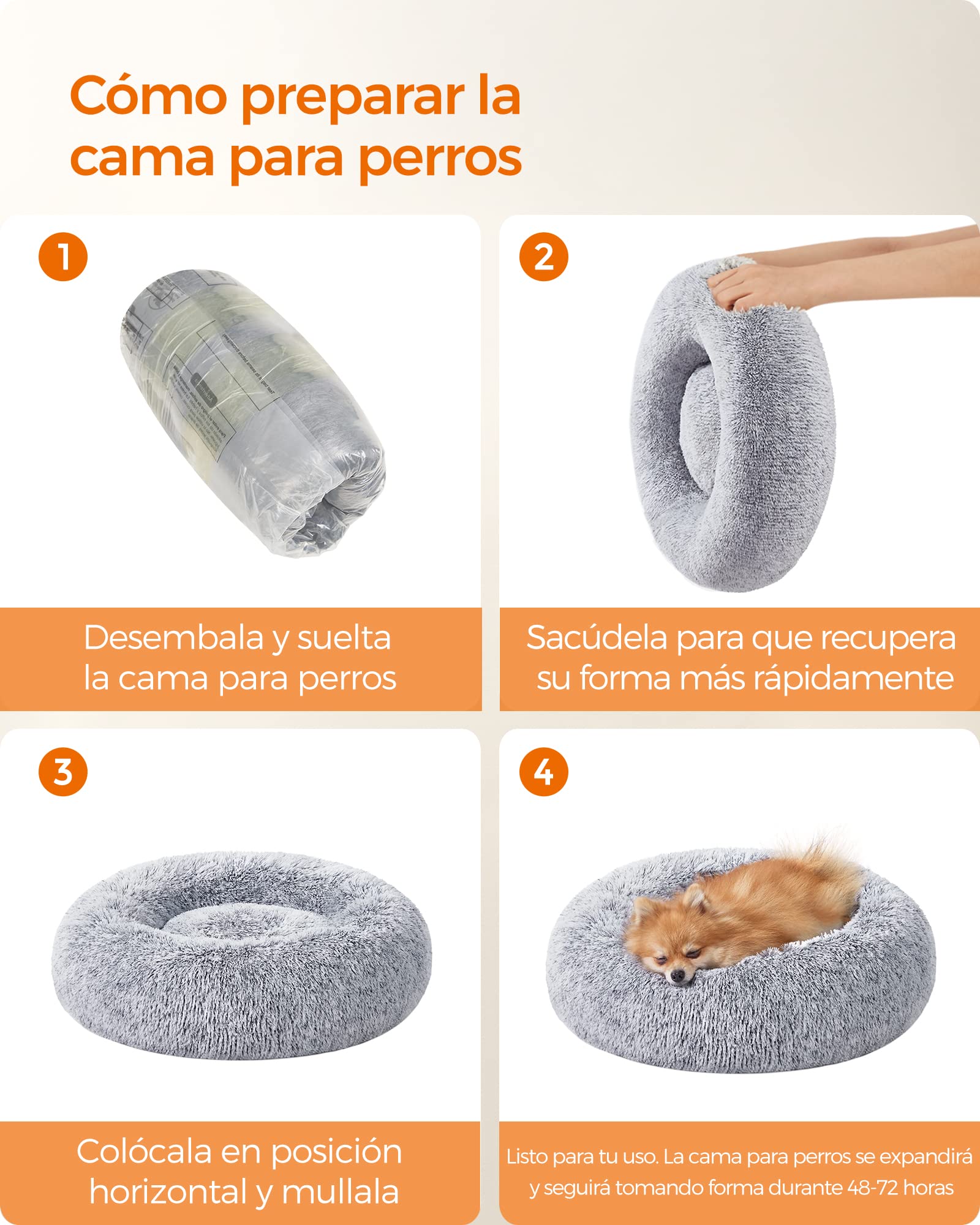 Cama de Perros Feandrea Gris Ombré con Cojín Extraíble y Lavable