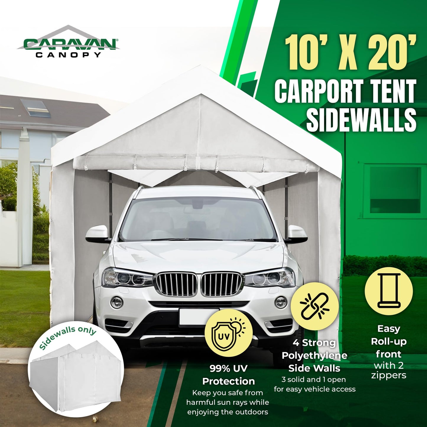 Caravan 12000211010 Canopy - Kit de Pared Lateral para portabebés, Color Blanco