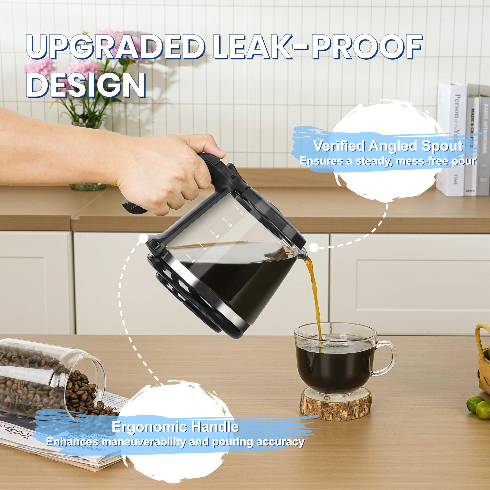 Jarra de café de repuesto de 12 tazas, compatible con Mr. Coffee Maker Reemplaza la pieza # RF, LM, PC, SC y BVMC-RF300 Series-2