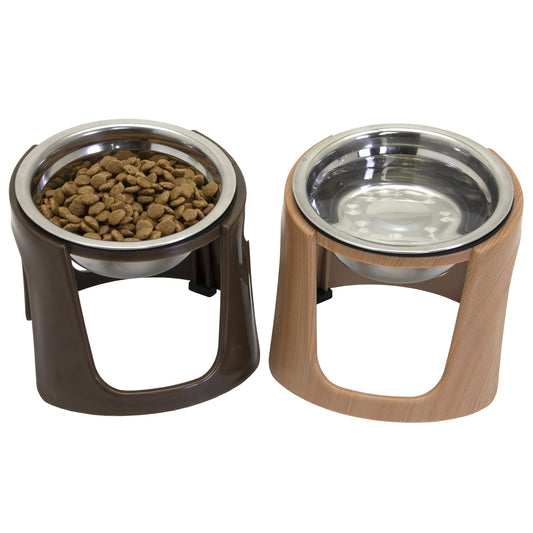 Kit de cuencos y alfombrilla para mascotas SPORT Pet – Cuenco para mascotas para perros, gatos y mascotas, tazón de alimentación lenta, cuencos elevados de acero inoxidable, marrón (CM-10084)