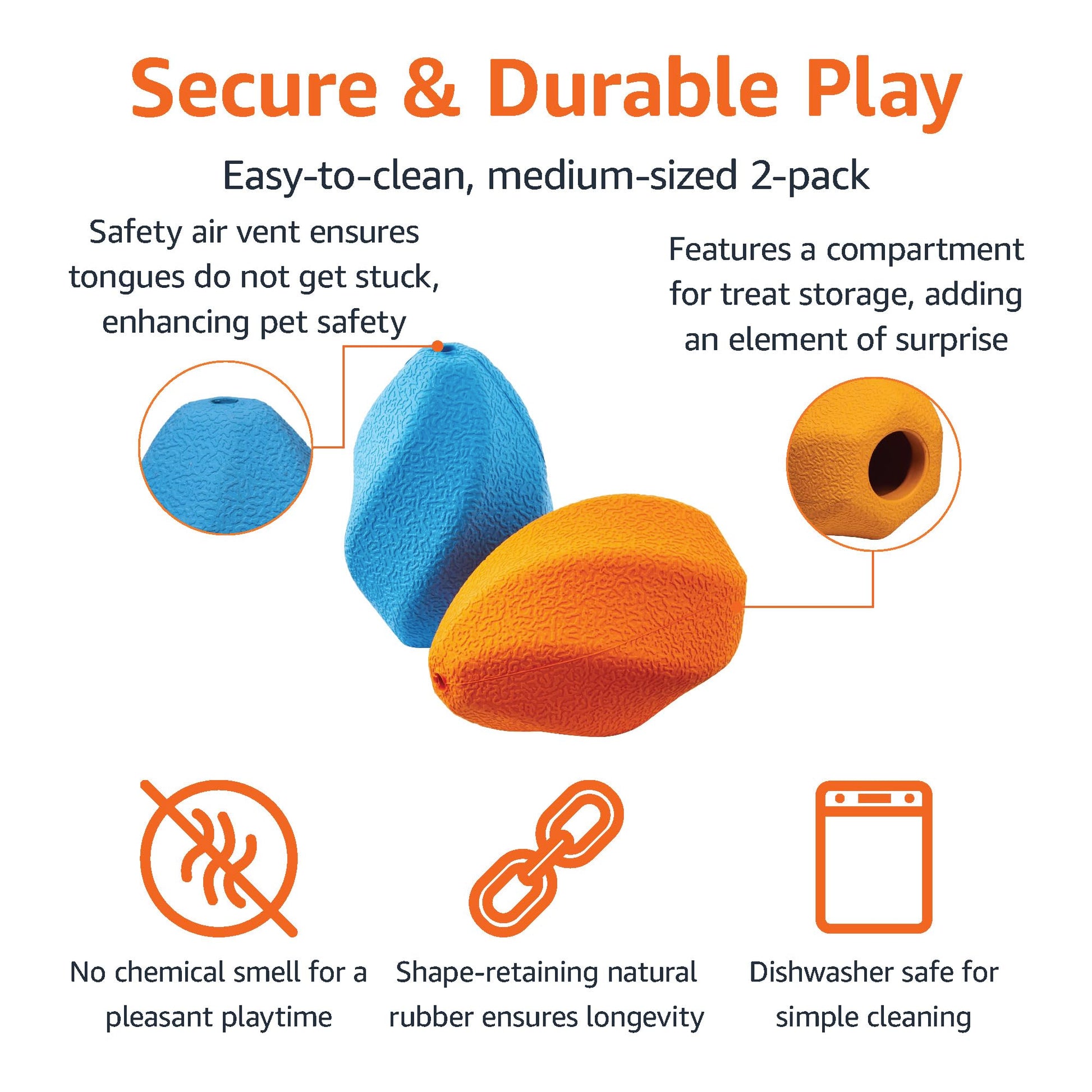 Juguete para perro, masticable dispensador de premios, 2-Pack