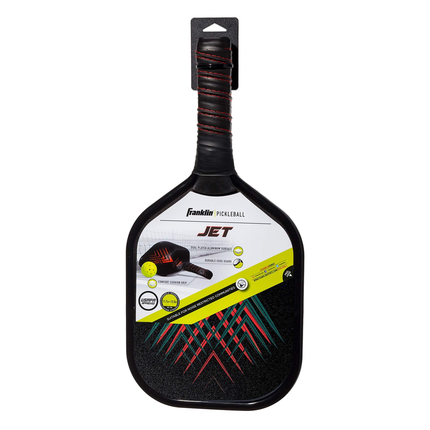 Franklin Sports Pickleball Paddle – Raqueta de Aluminio para Pickleball – Jet – Rojo – Aprobado por Estados Unidos Pickleball (USAPA)