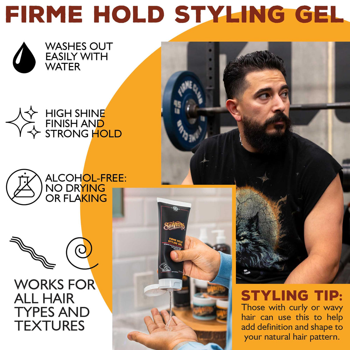Suavecito FIRME HOLD STYLING GEL 237 ML 8 OZs