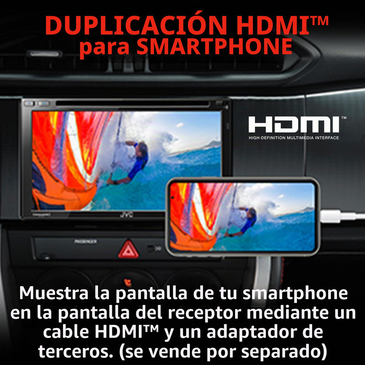 Radio de Coche JVC Negro Wi-Fi Integrado con Pantalla Táctil de 6.8 Pulgadas y CarPlay para Android Auto
