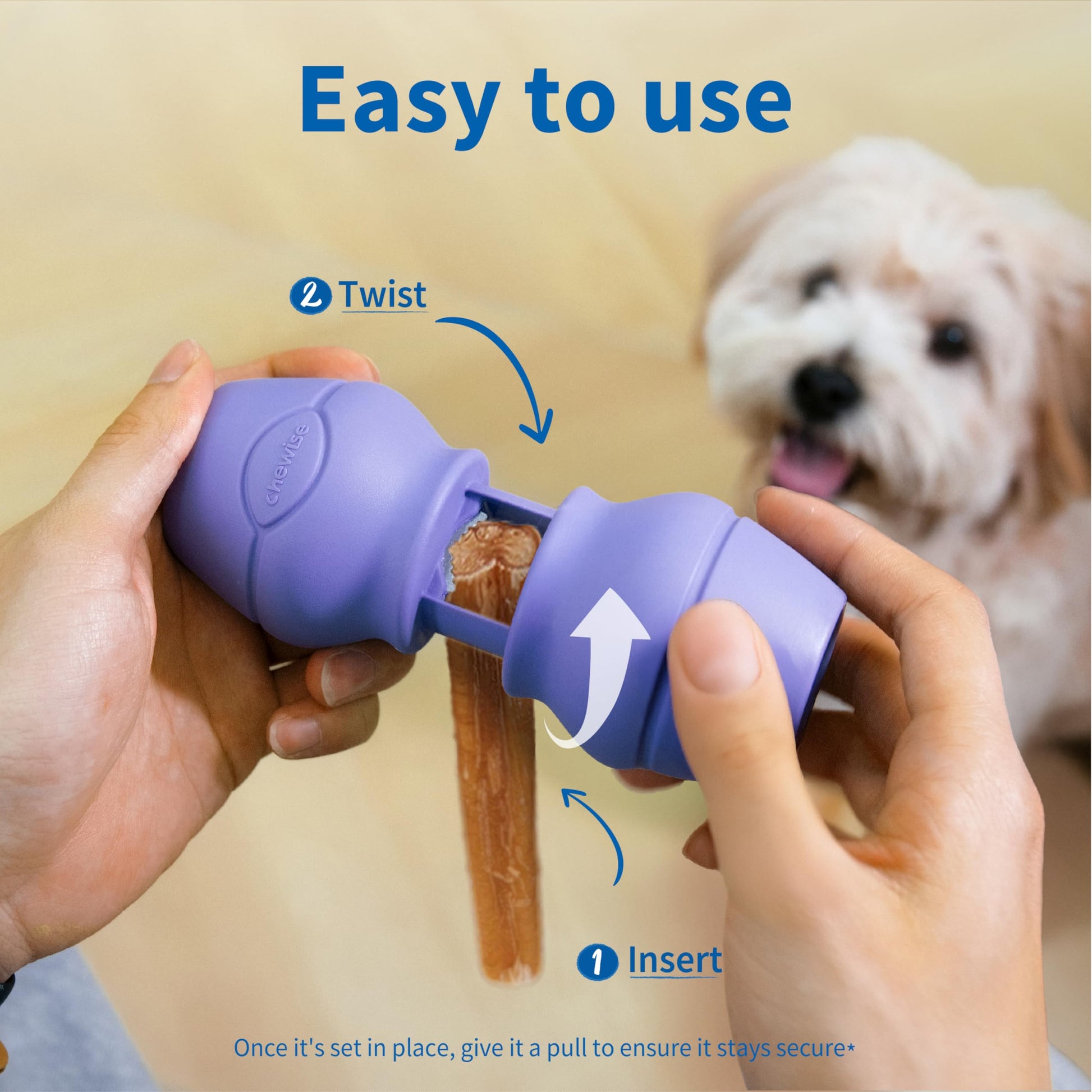 Chewise Soporte para Palitos Naturales de Toro para Perros, Uso rudo, diseño para prevenir el atragantamiento, Juguete para Mascotas Libre de BPA, Compatible con Varios tamaños y Razas