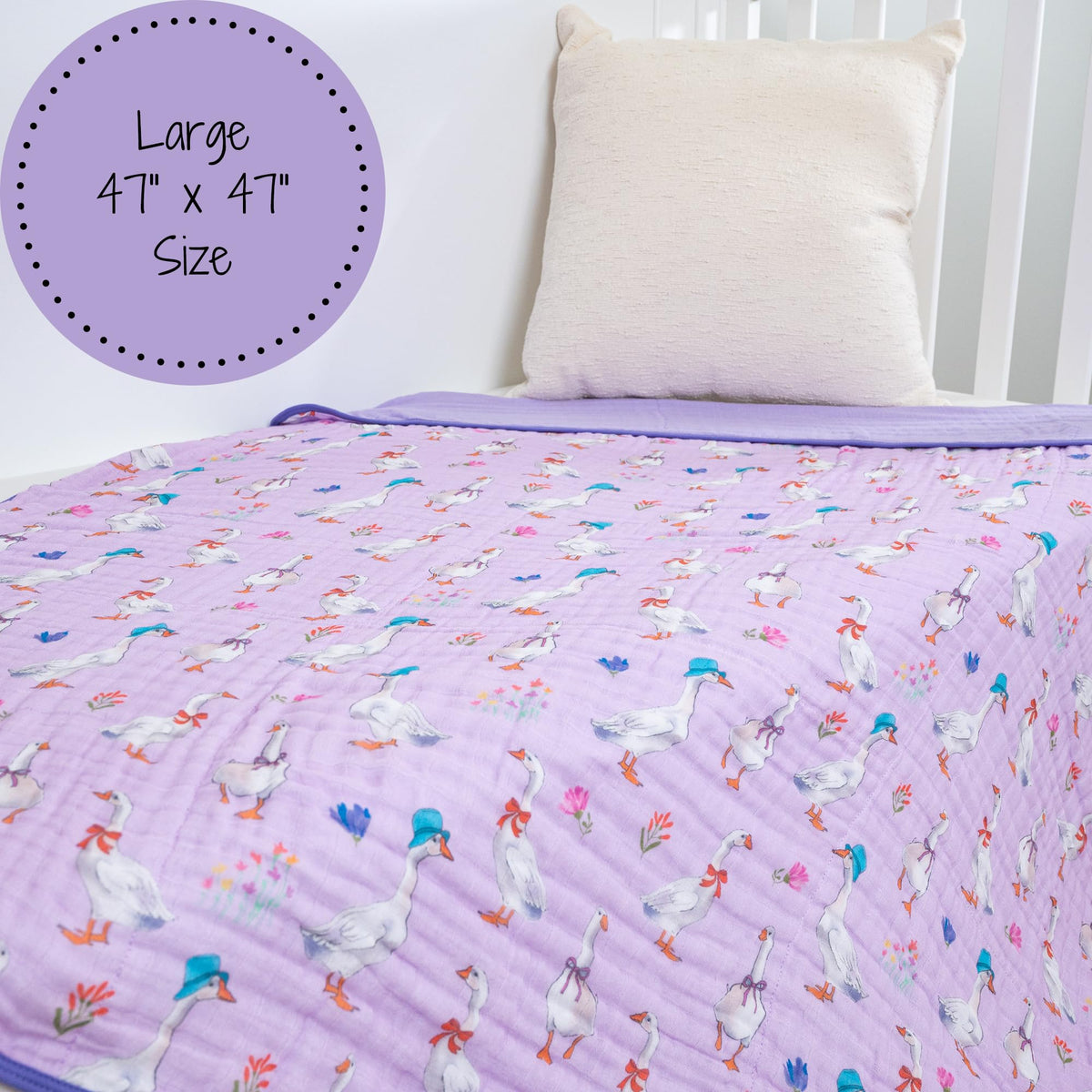 LollyBanks Manta para bebé, edredón 100% algodón de muselina para niños y niñas, edredón para niños de 47 x 47 pulgadas, edredón suave y acogedor de 6 capas para recién nacidos, edredón ligero para