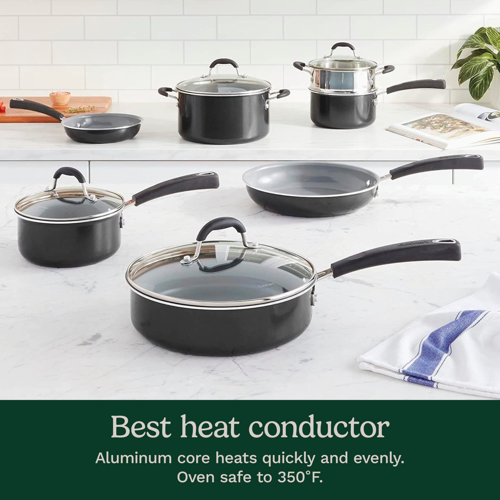 Cuisinart Advantage Ceramica XT Batería de cocina, Negro, Mediano, 1