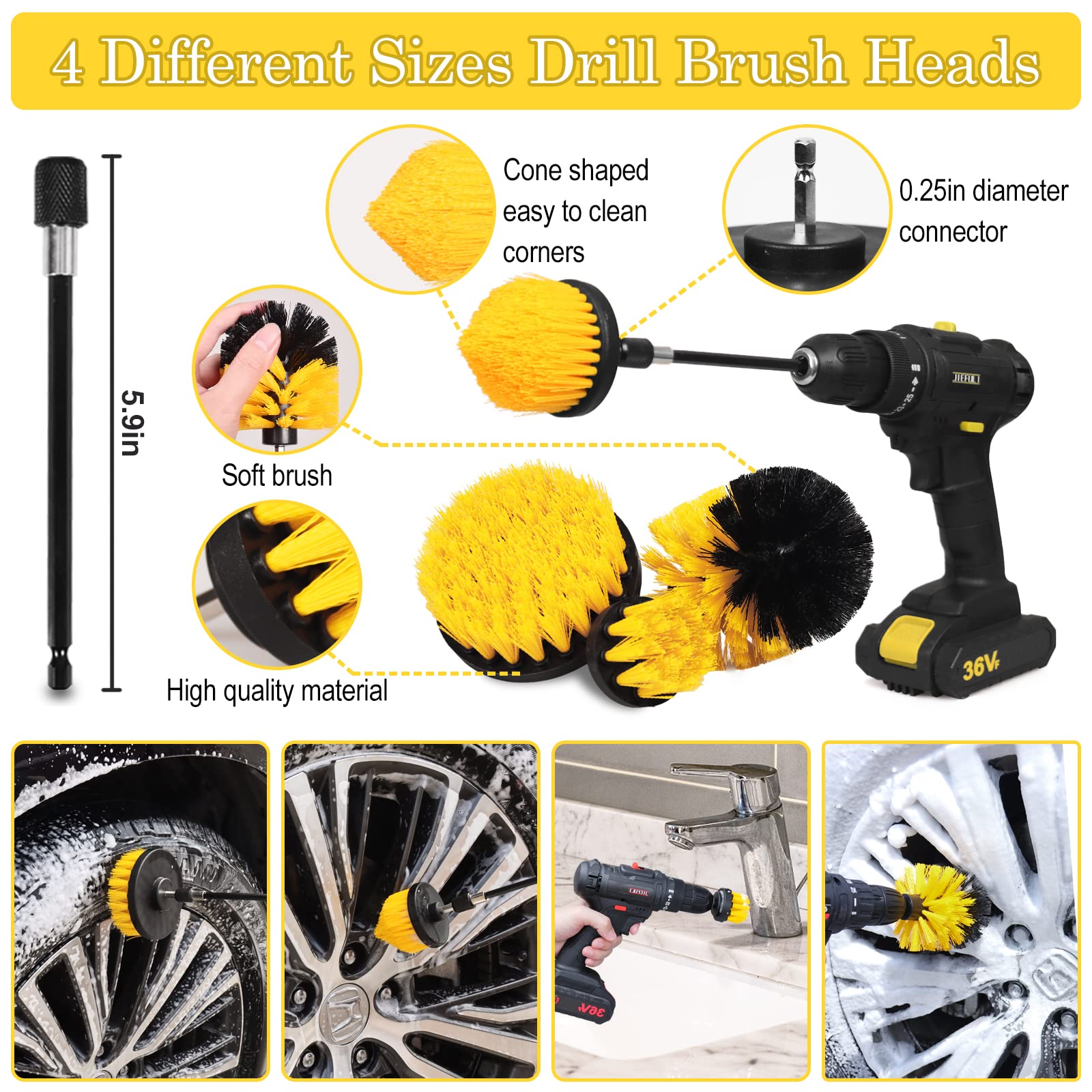 Kit de 27 piezas para detalles de automóviles, juego de cepillos para detalles de automóviles, cepillos para detalles de automóviles, kit de lavado de automóviles, accesorios de automóviles, kit de