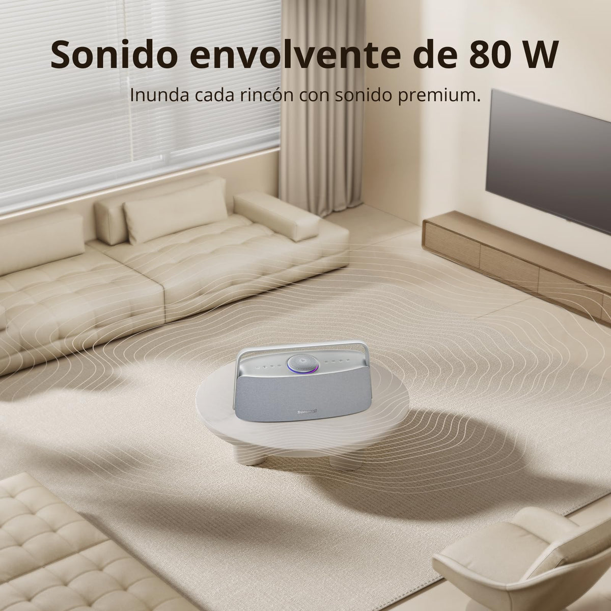 Bocina Portátil Tronsmart Fiitune X30 Negro Hi-Res Audio 3 Canales para el Hogar Resistente al Agua IPX6 con Sonido Espacial Inmersivo