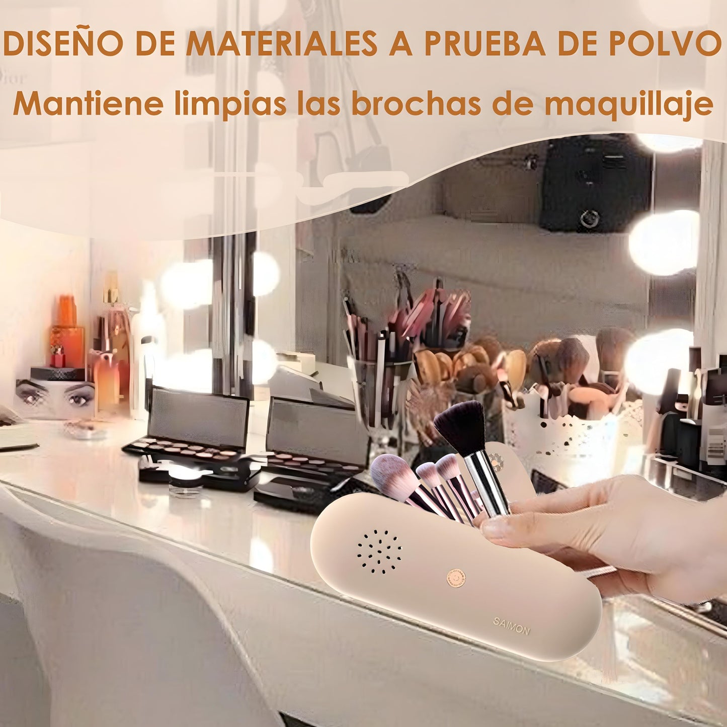 Funda para Brochas de Maquillaje,Bolsa de Maquillaje de Silicona, Caqui