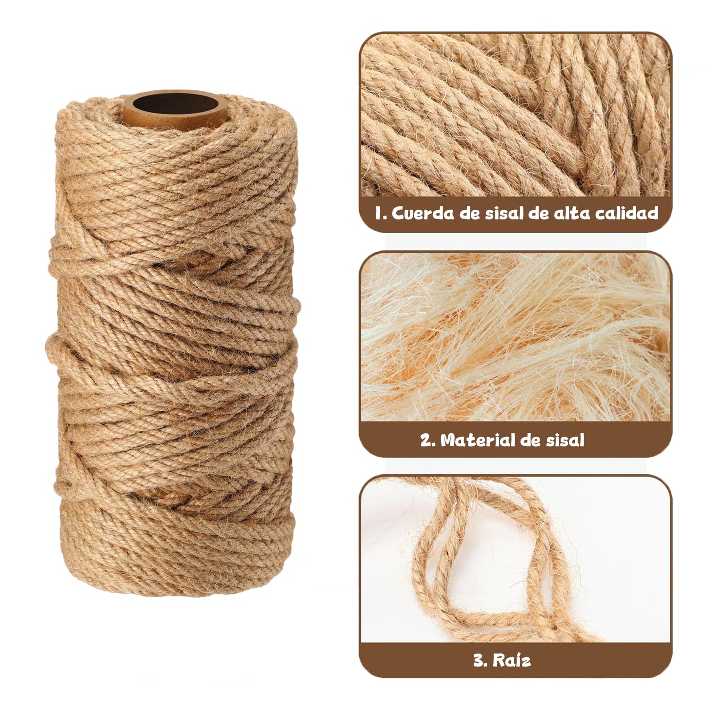 Cuerda de Sisal Natural YUNZJUNLY 100m Trenzada para Rascar Gato