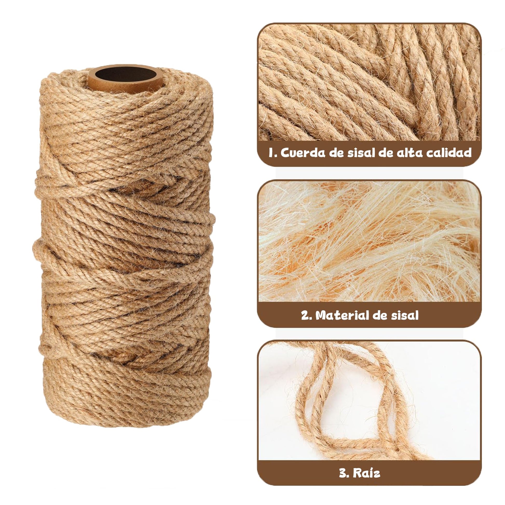 Cuerda de Sisal Natural YUNZJUNLY 100m Trenzada para Rascar Gato