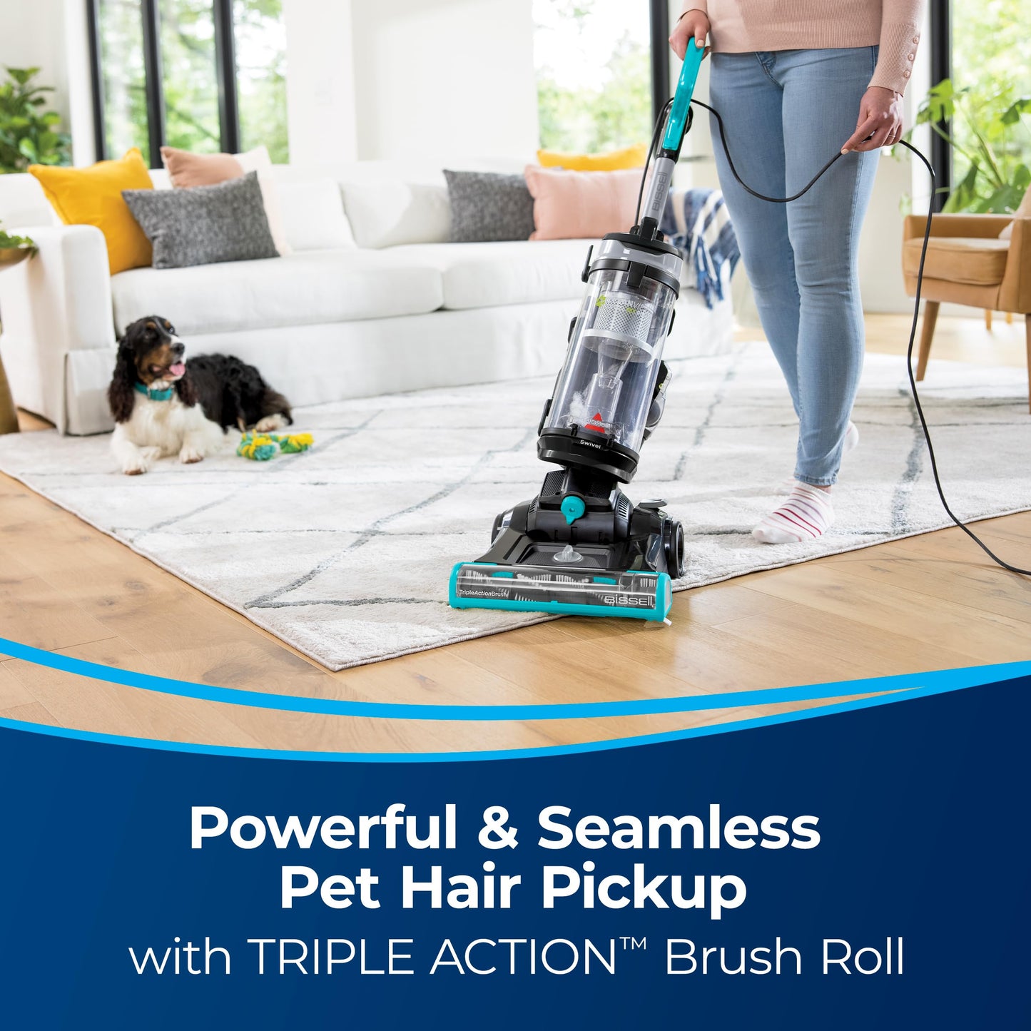 Bissell CleanView - Aspiradora giratoria para Mascotas de tamaño Completo, con Varilla de liberación rápida y dirección giratoria, 3198A, el Color Puede Variar
