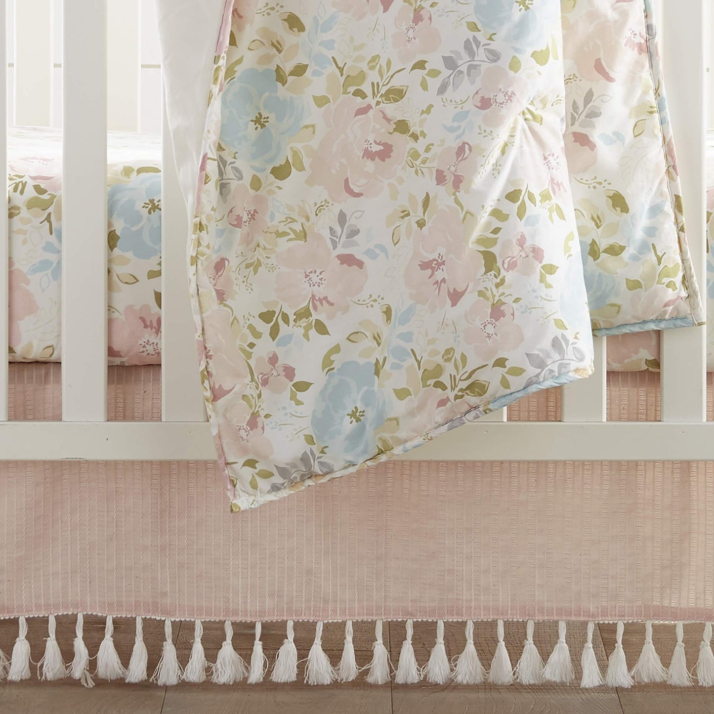 Levtex Baby Nest & Nod Amelia - Juego de ropa de cama de 3 piezas, algodón, color rosa (colcha, volante, sábana bajera para cuna)