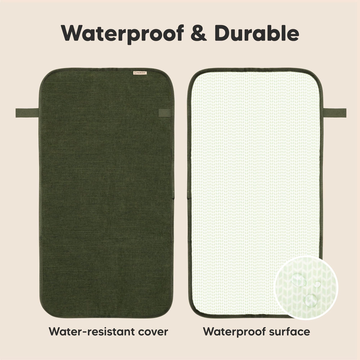 Cambiador Portátil de Pañales – Cambiador Plegable Impermeable para Bebé – Cambiador de Pañales de Viaje – Cambiador Ligero para Bebé – Lavable a Máquina (oliva Oscuro)