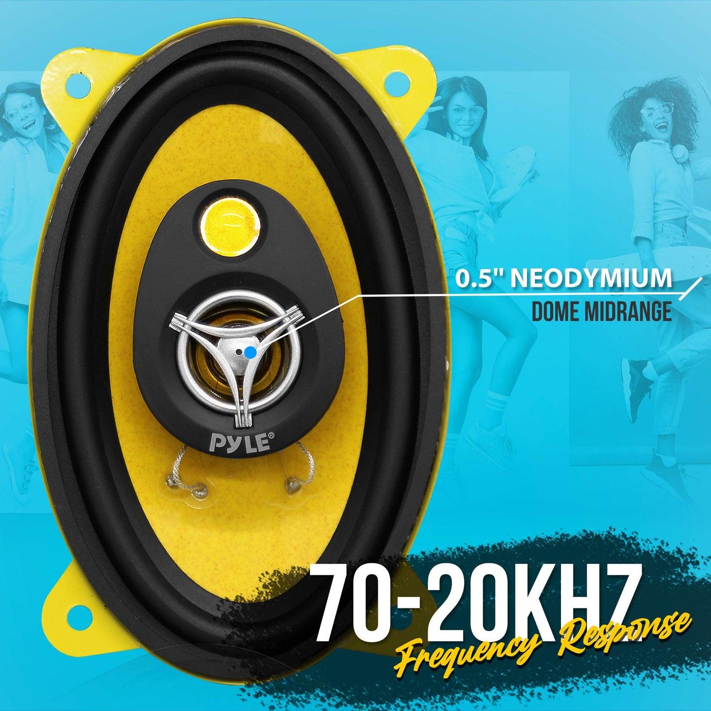 Bocinas para Auto Pyle 3 Vías Pro 4x6 180 Watts Negro con Mid Tweeters y Profundidad de Montaje 2 pulg.