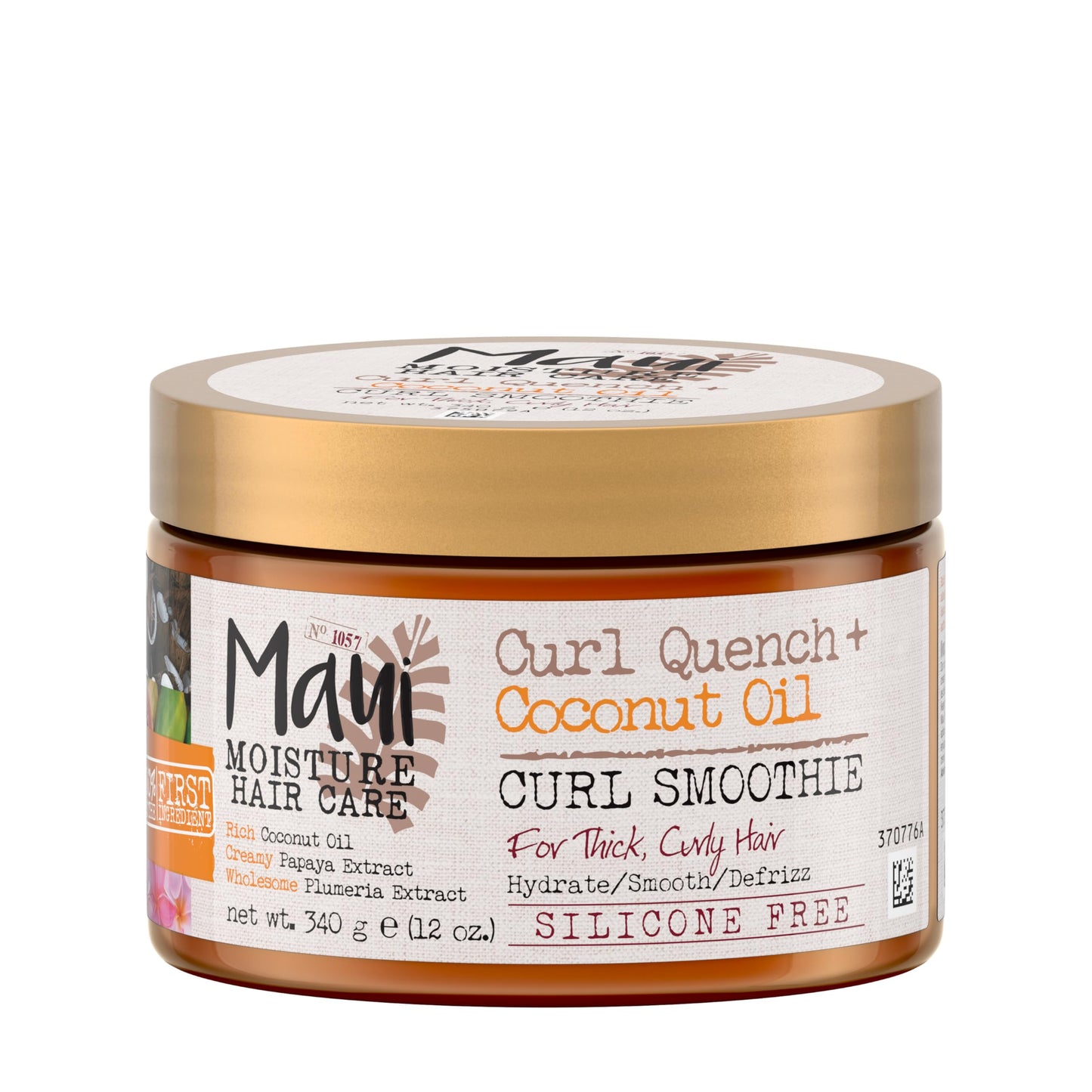 Maui Moisture - Batido Curl Quench + con aceite de coco para rizos, 12 onzas, crema cremosa para peinar sin silicona para rizos gruesos, retorcidos, trenzas, peinados para lavar y llevar