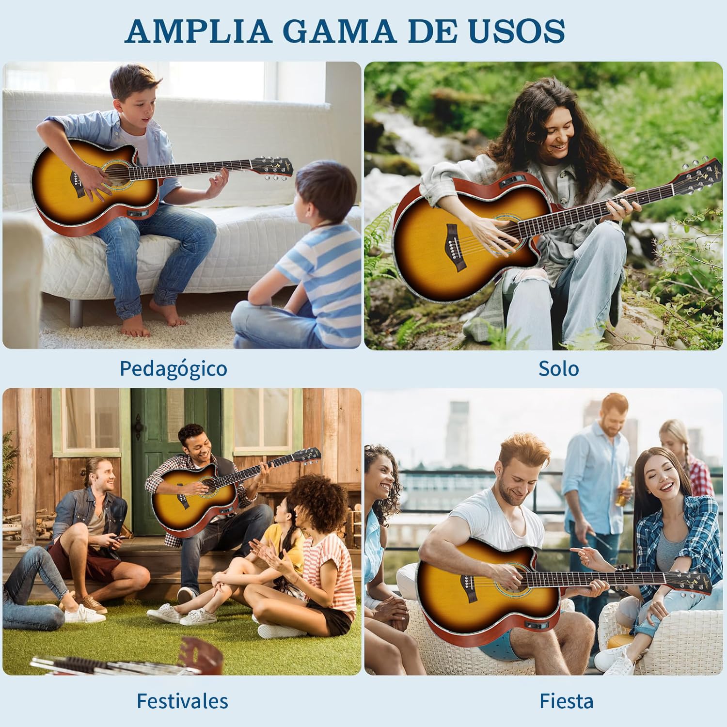 NOVAKA Guitarra Acústica, Guitarra Electroacústica de 38 Pulgadas, Transmisión de Sonido Natural, Moderno, para Principiantes, Niños y Adultos (Sunset Red)