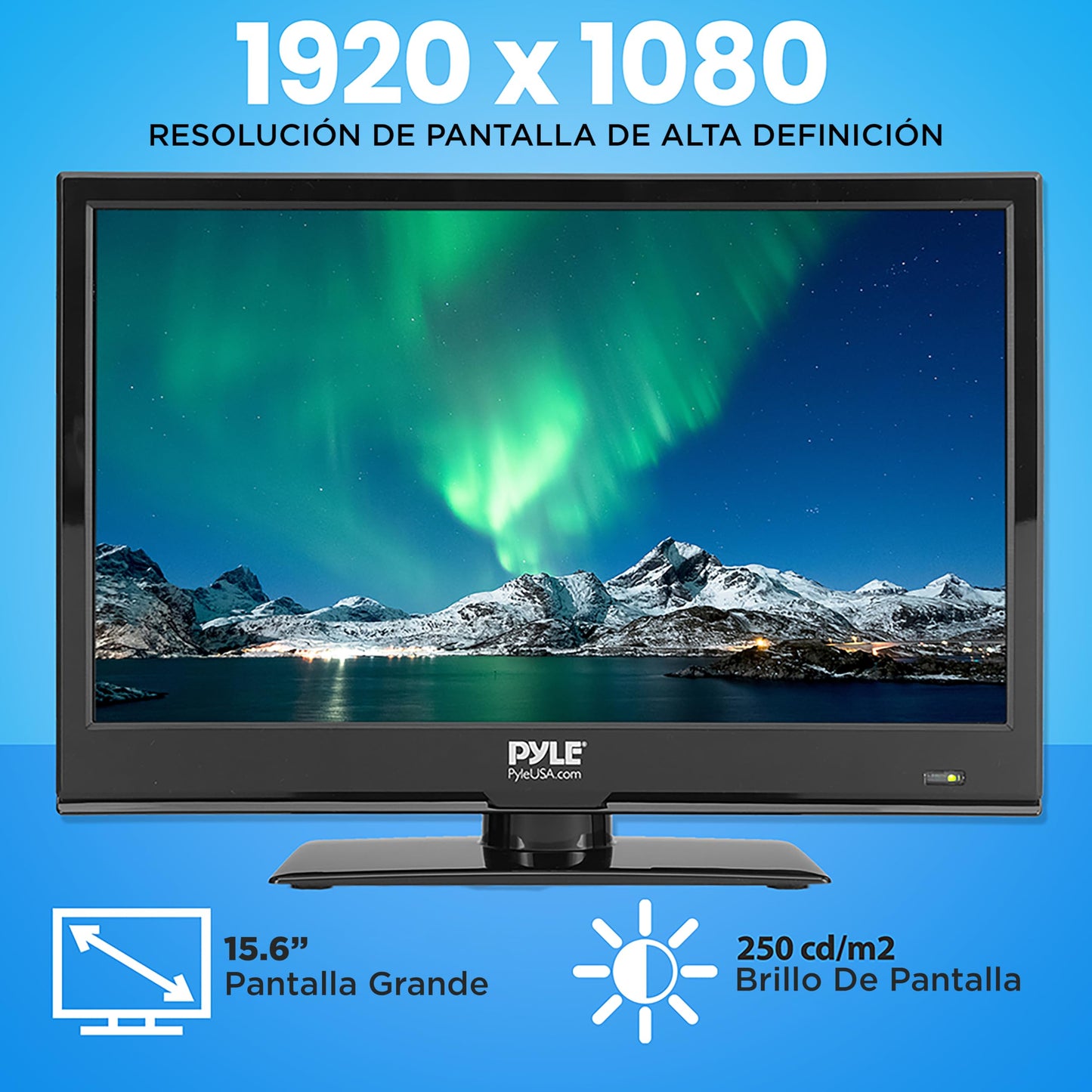 Pyle TV LED 15 pulgadas 1080p - pantalla plana FHD, HDMI, RCA, DVD integrado, montable en pared, compatible con Mac y PC, control remoto, negro