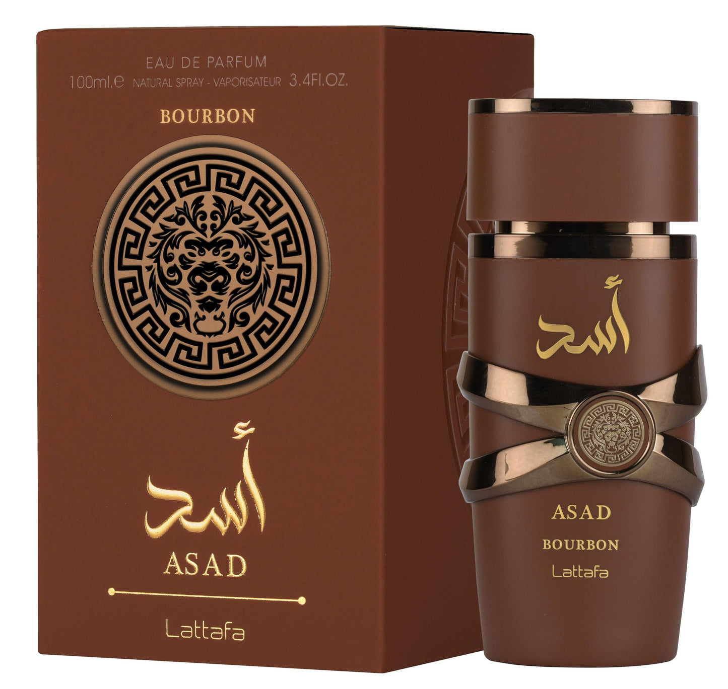 Lattafa Asad Bourbon Eau de Parfum Spray for Unisex, 3.4 Ounce