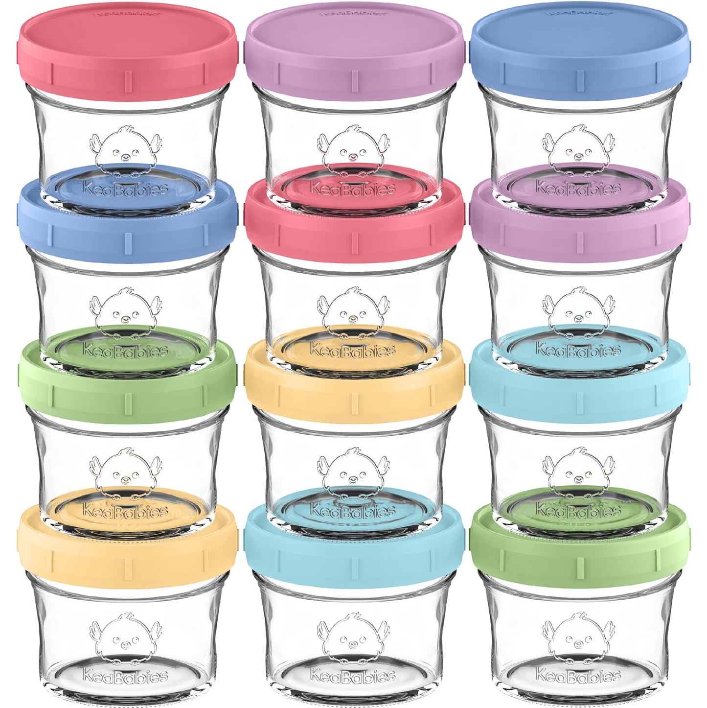 Juego de 12 recipientes para congelación de alimentos para bebés, 60 ml, a prueba de fugas, aptos para microondas, recipientes para almacenamiento de alimentos para bebés