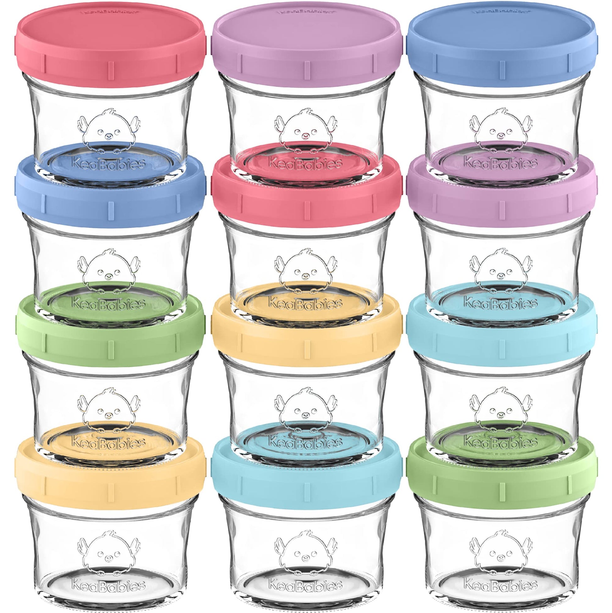Juego de 12 recipientes para congelación de alimentos para bebés, 60 ml, a prueba de fugas, aptos para microondas, recipientes para almacenamiento de alimentos para bebés