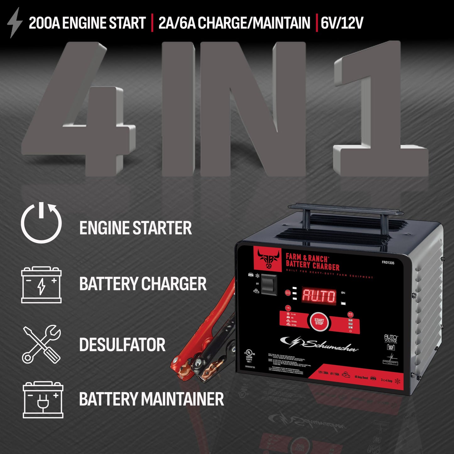 Schumacher FR01335 2/6/40/150/200A 6/12V Cargador de batería